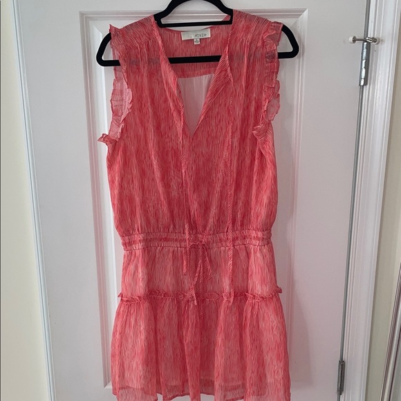 Pinch Red-Coral Ruffle Mini Dress - Picture 1 of 11